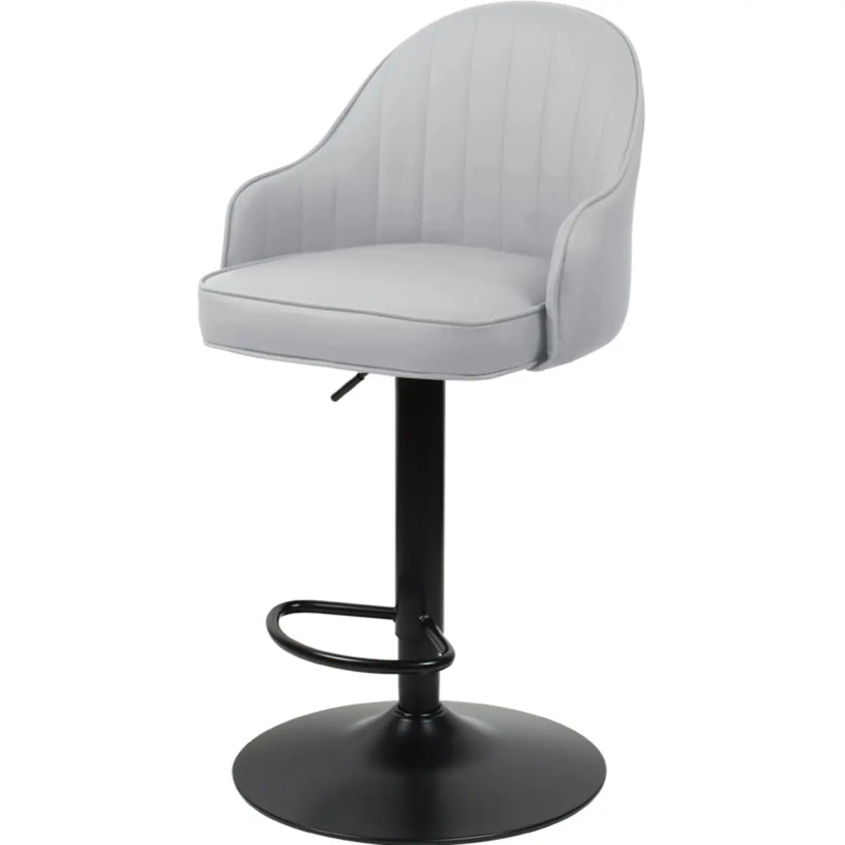 Orange Leather Armrest Adjustable Swivel Bar Stool Image - 7