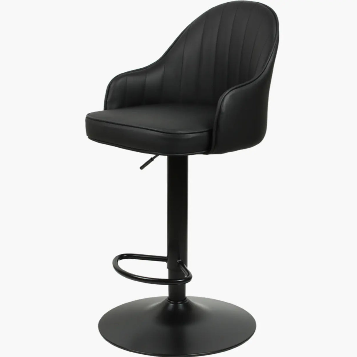 Orange Leather Armrest Adjustable Swivel Bar Stool Image - 8