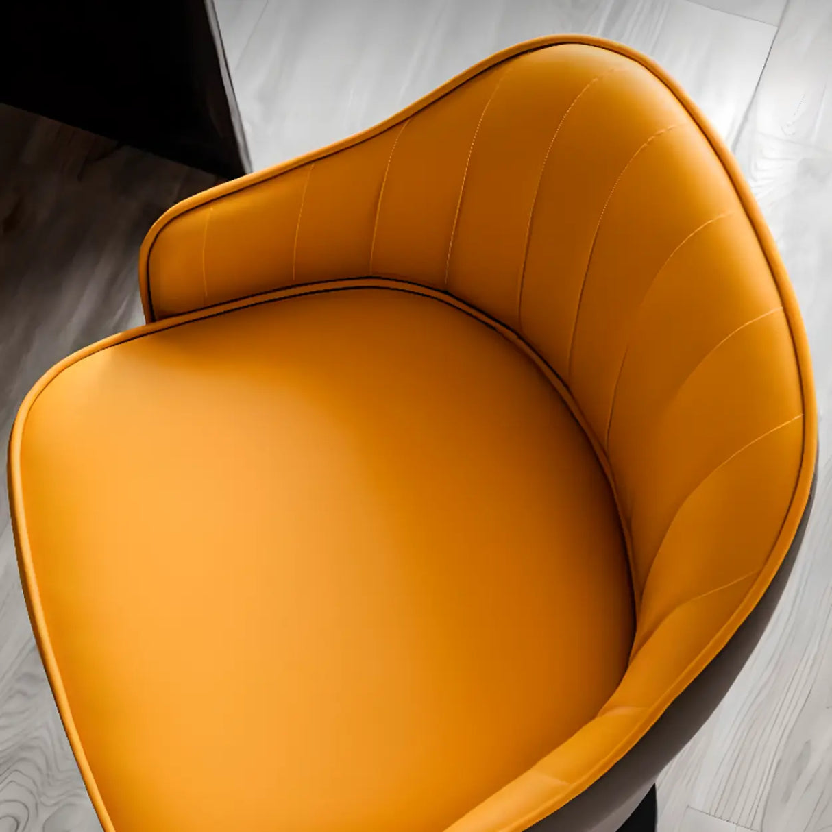 Orange Leather Armrest Adjustable Swivel Bar Stool Image - 9