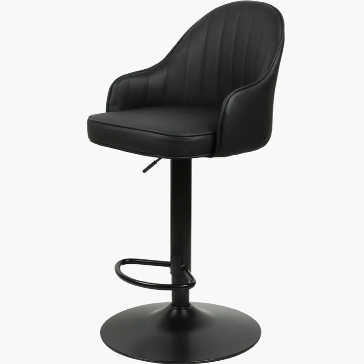 Orange Leather Armrest Adjustable Swivel Bar Stool Image - 9