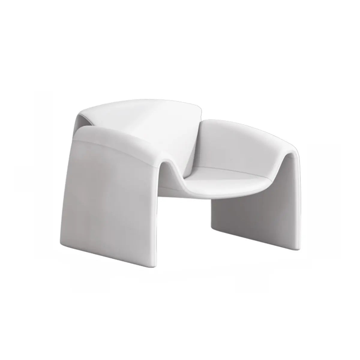 Orange Leather Fixed Back Sled Arm Chair with Pillow Image - 10