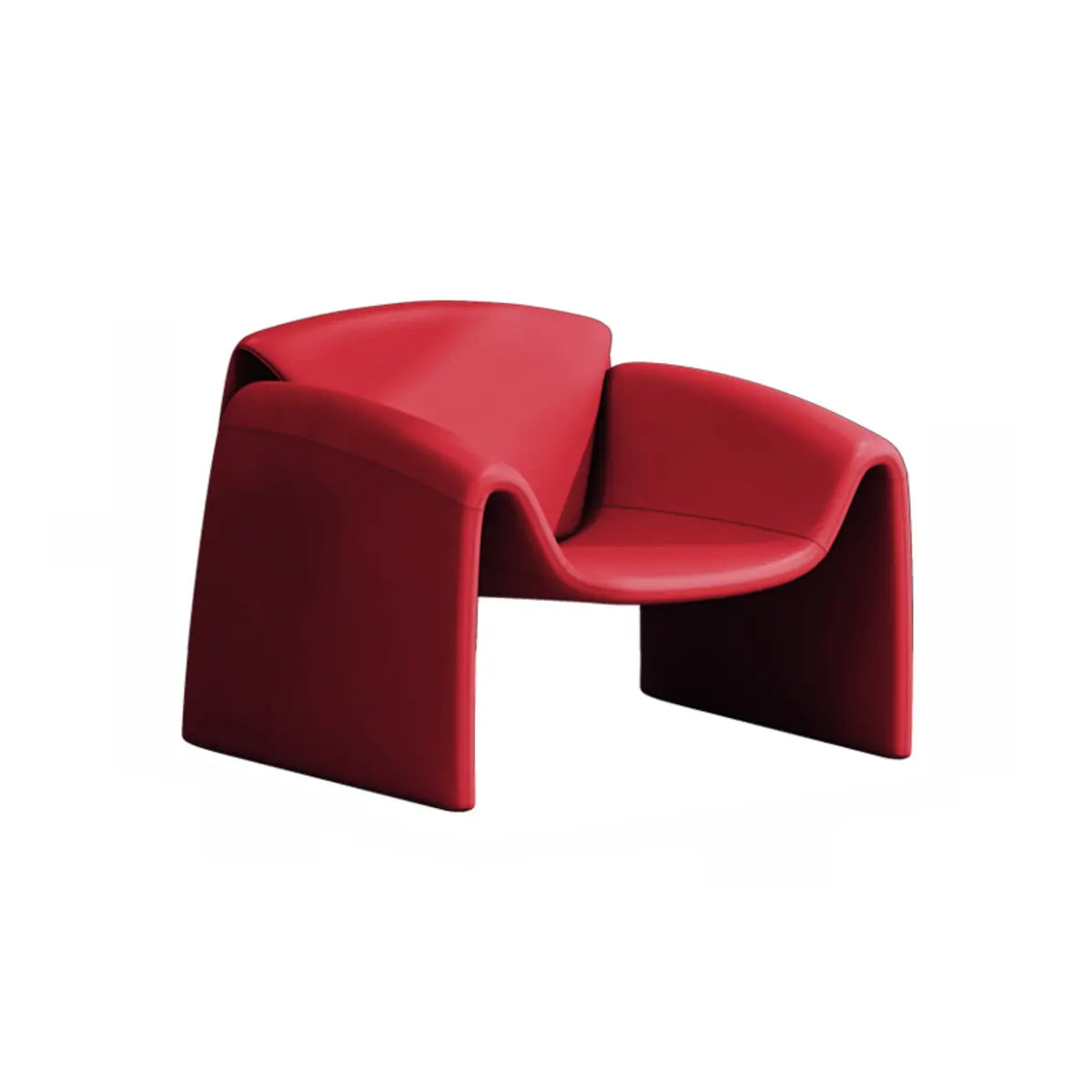 Orange Leather Fixed Back Sled Arm Chair with Pillow Image - 13