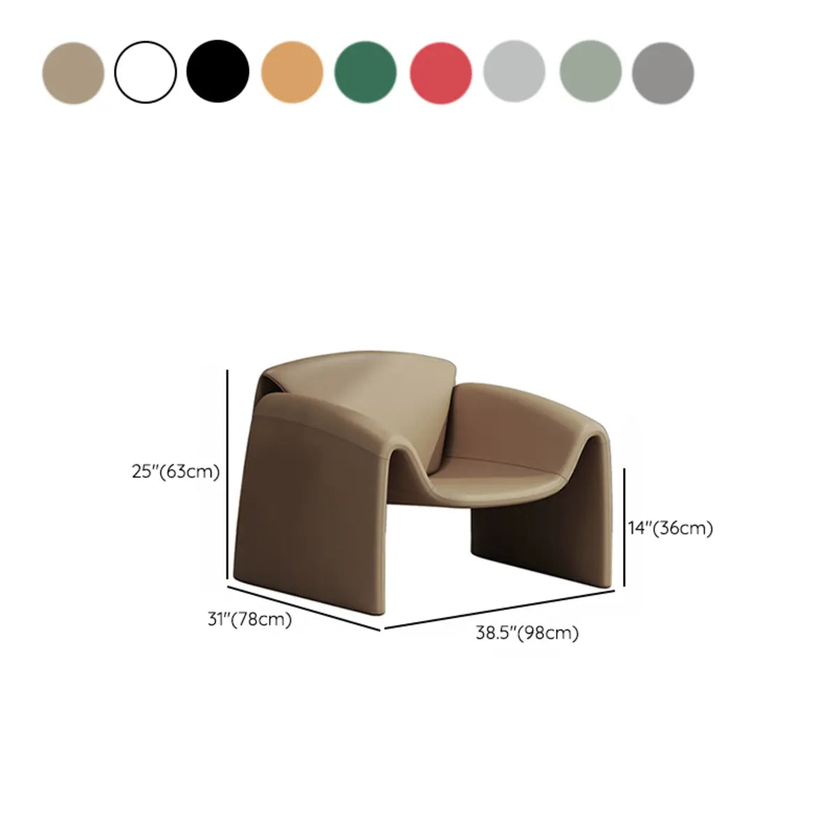 Orange Leather Fixed Back Sled Arm Chair with Pillow