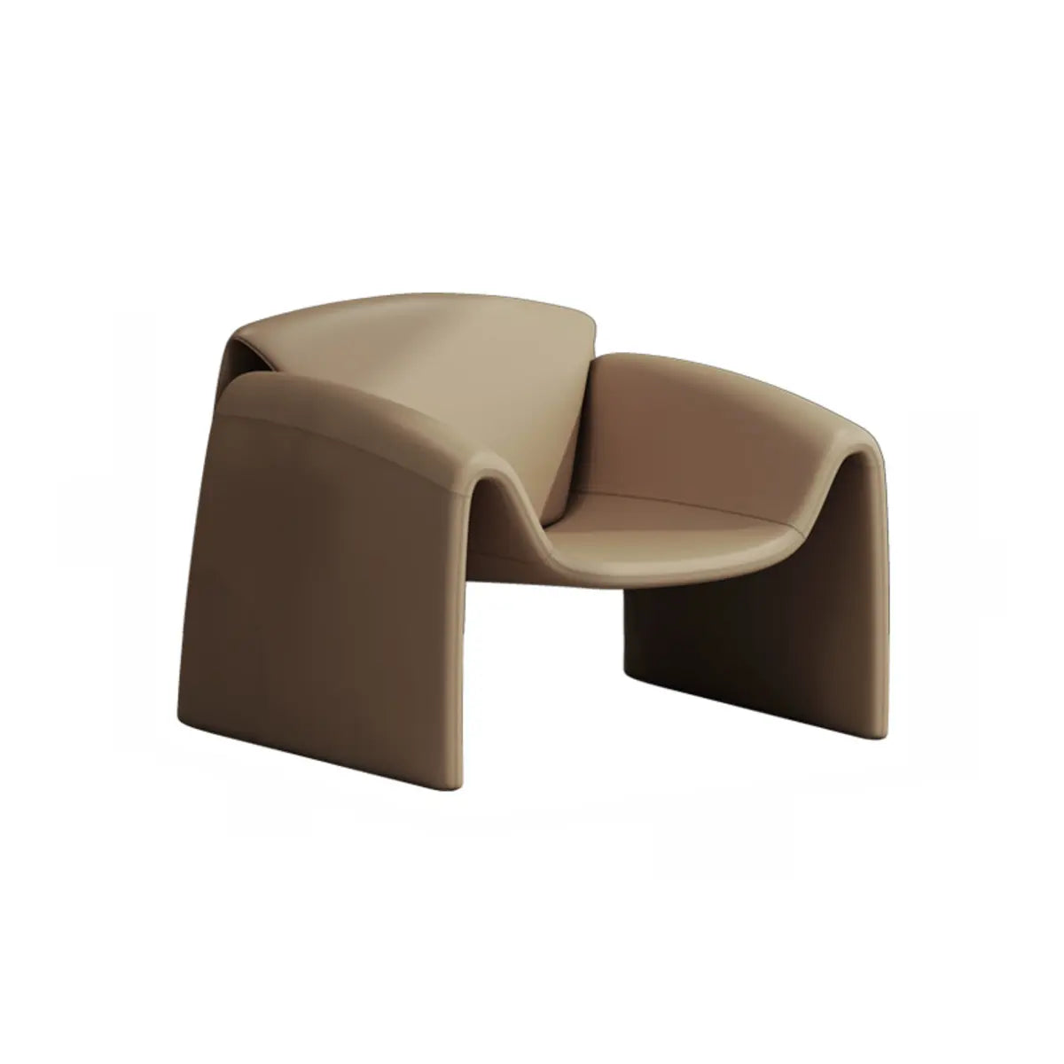 Orange Leather Fixed Back Sled Arm Chair with Pillow Image - 5