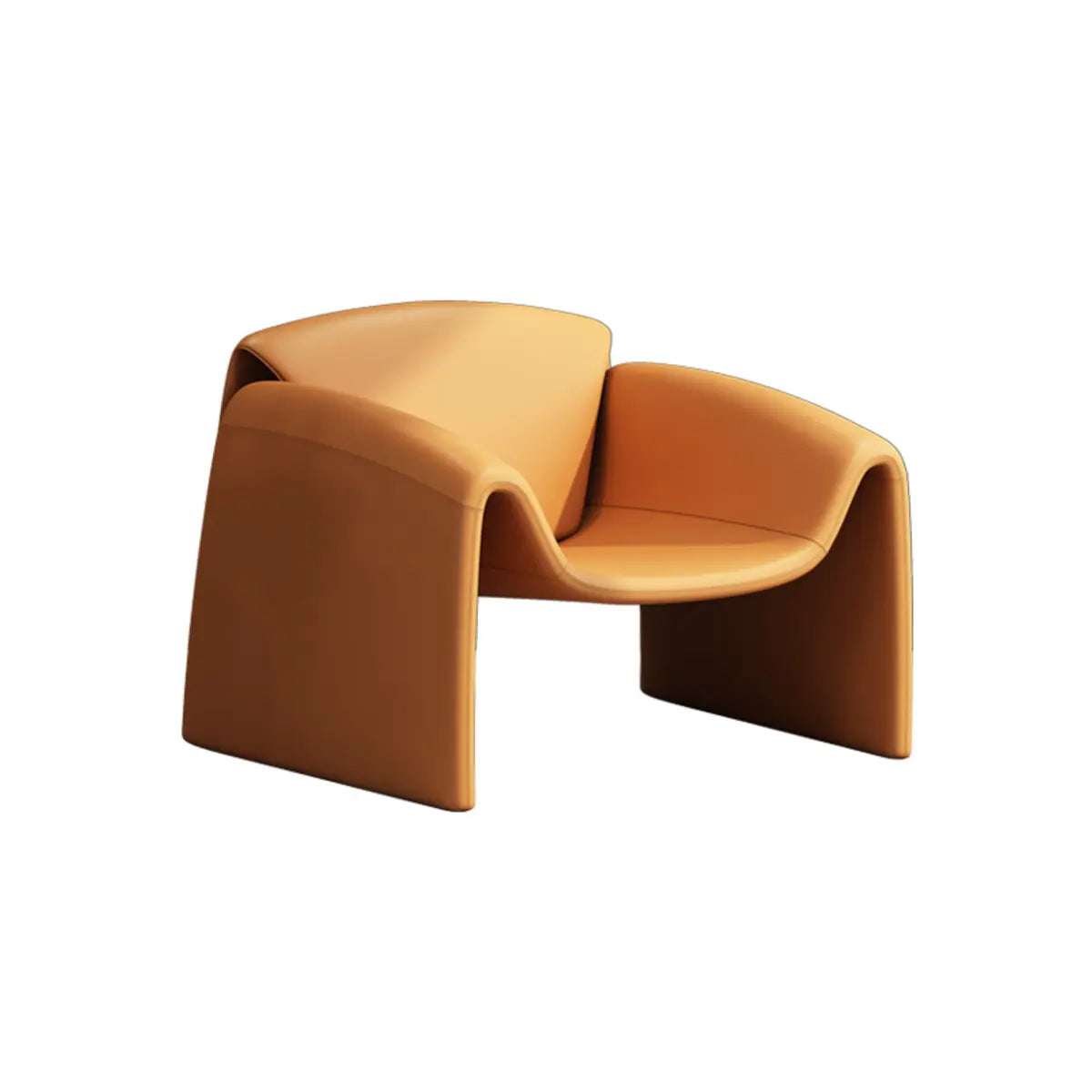 Orange Leather Fixed Back Sled Arm Chair with Pillow Image - 9