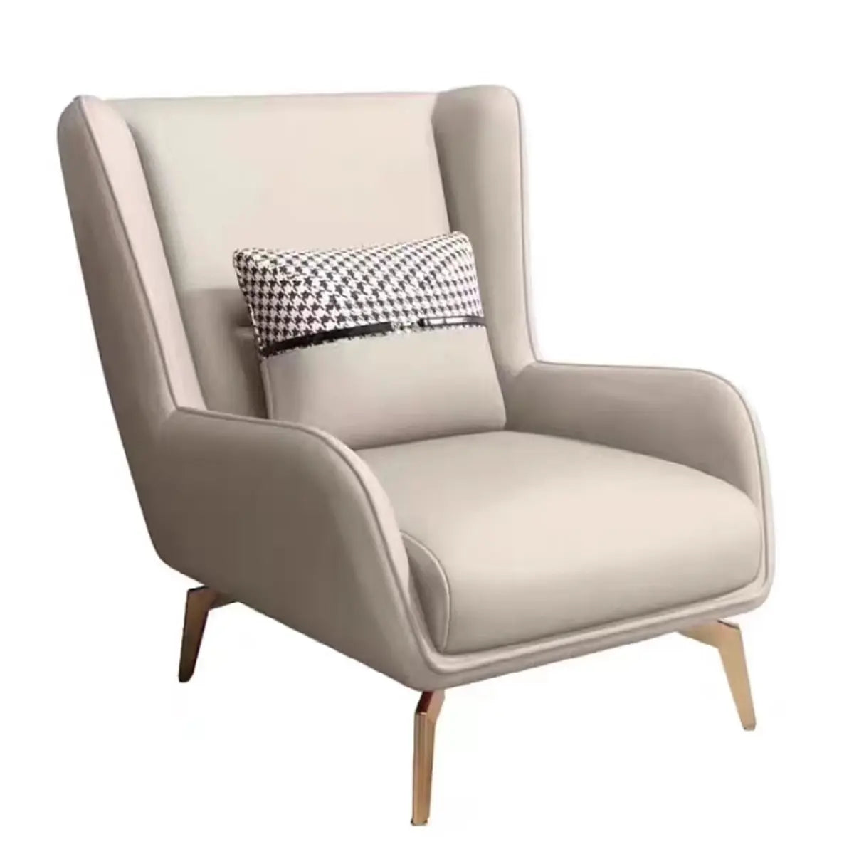 Orange Pillow Back Four Legs Accent Chair with Footrest Image - 10