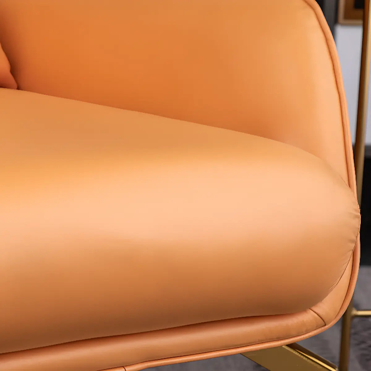 Orange Pillow Back Four Legs Accent Chair with Footrest Image - 17