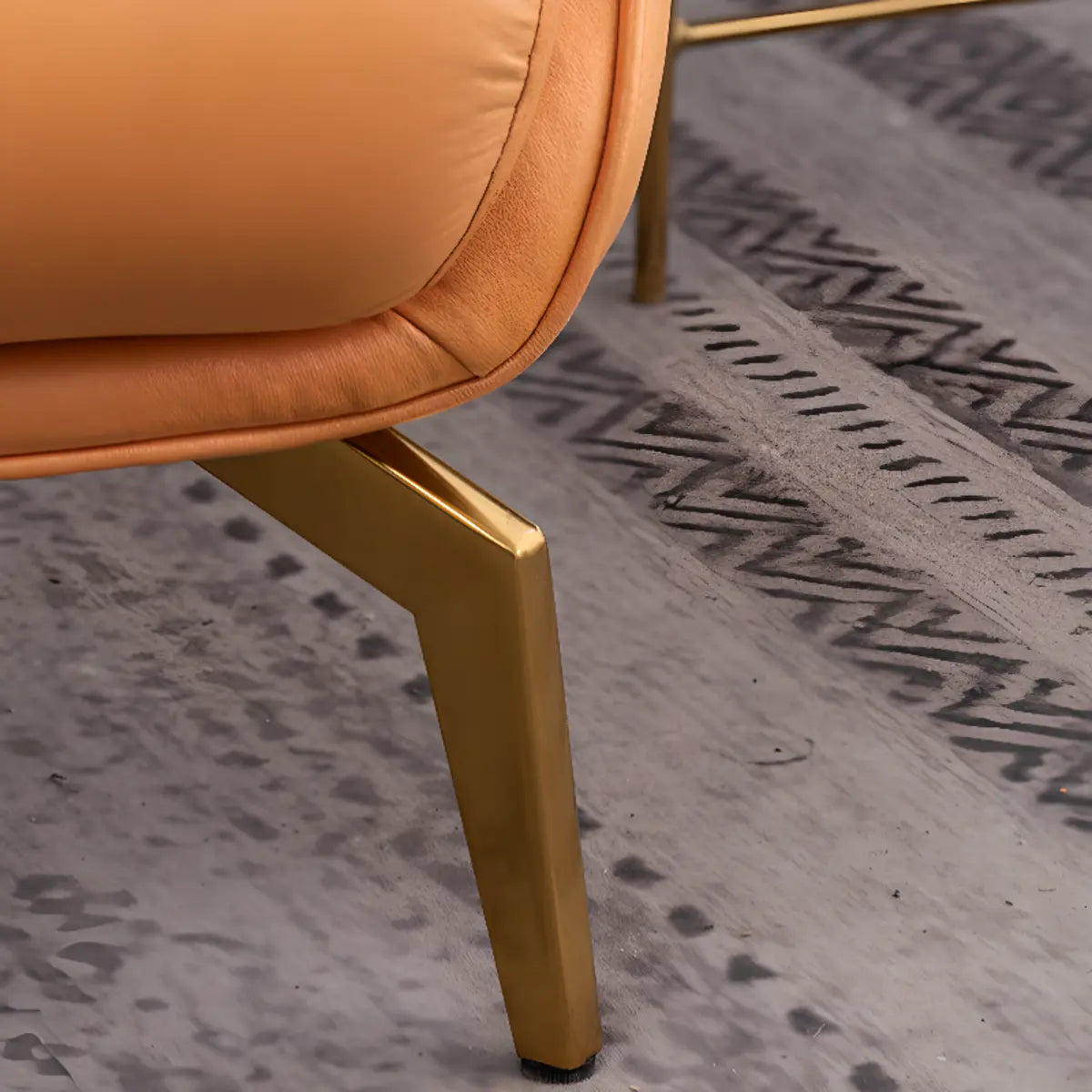 Orange Pillow Back Four Legs Accent Chair with Footrest Image - 20