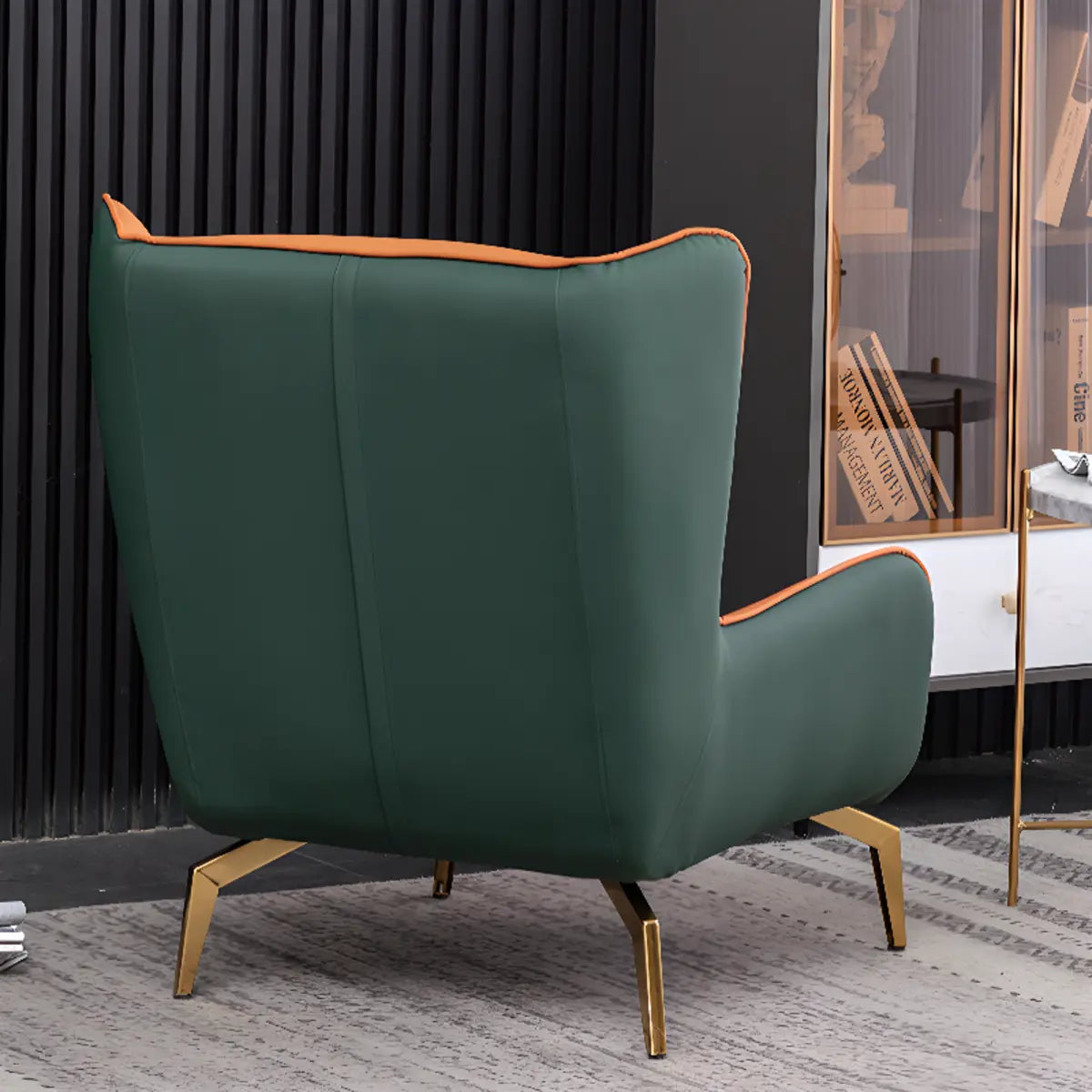 Orange Pillow Back Four Legs Accent Chair with Footrest Image - 21