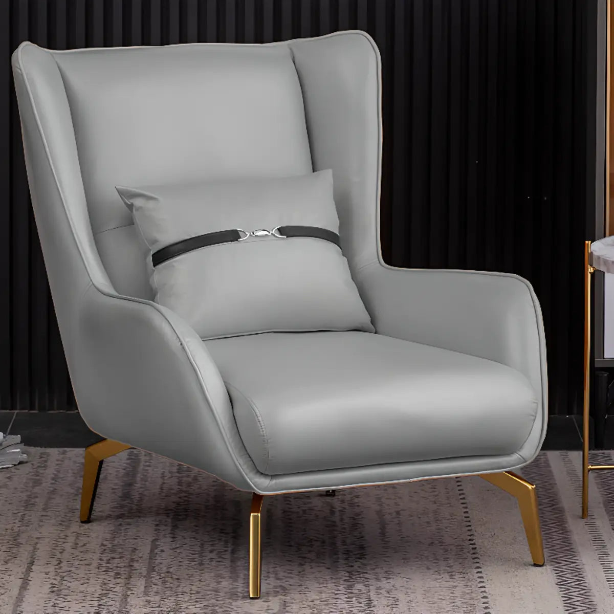 Orange Pillow Back Four Legs Accent Chair with Footrest Image - 27