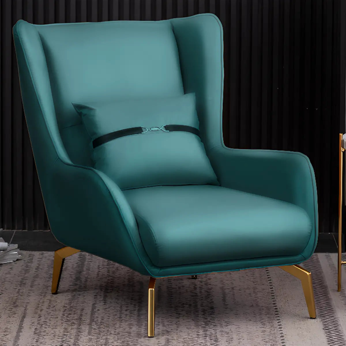 Orange Pillow Back Four Legs Accent Chair with Footrest Image - 28