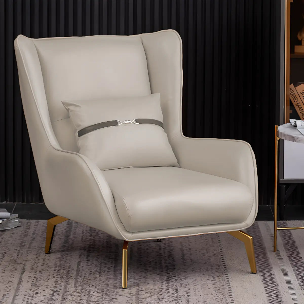 Orange Pillow Back Four Legs Accent Chair with Footrest Image - 29