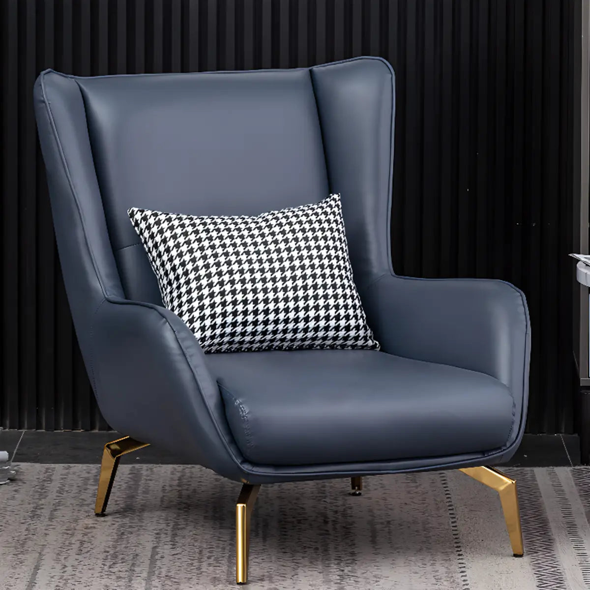 Orange Pillow Back Four Legs Accent Chair with Footrest Image - 32