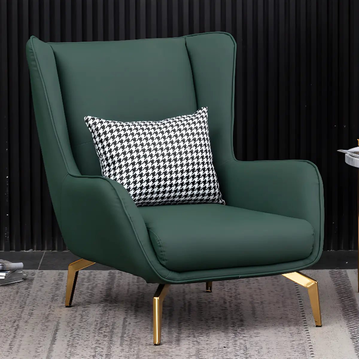 Orange Pillow Back Four Legs Accent Chair with Footrest Image - 35