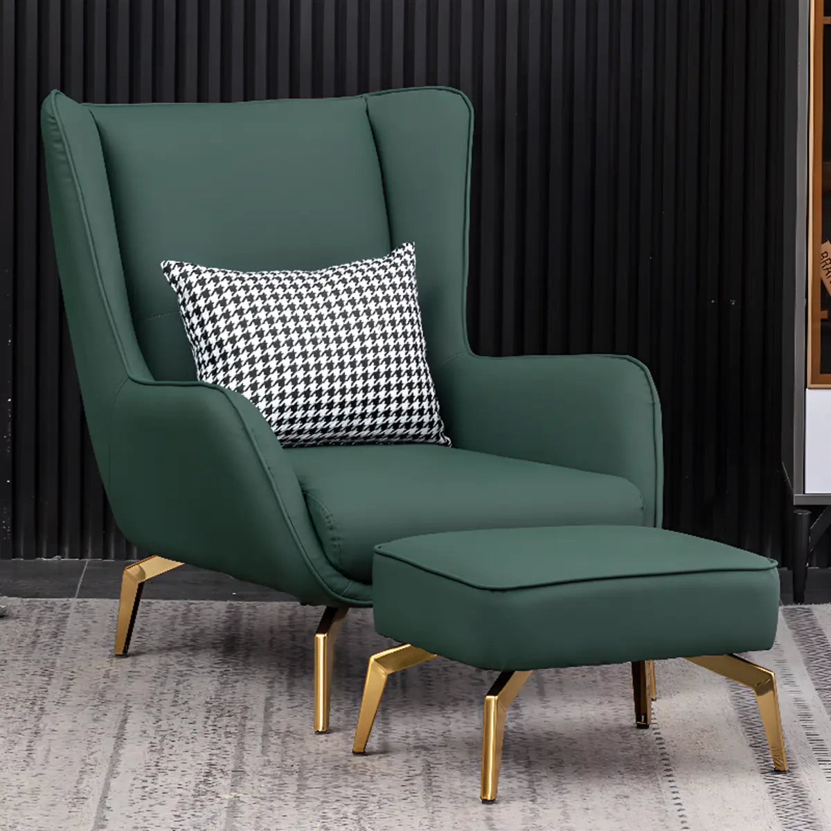 Orange Pillow Back Four Legs Accent Chair with Footrest Image - 36