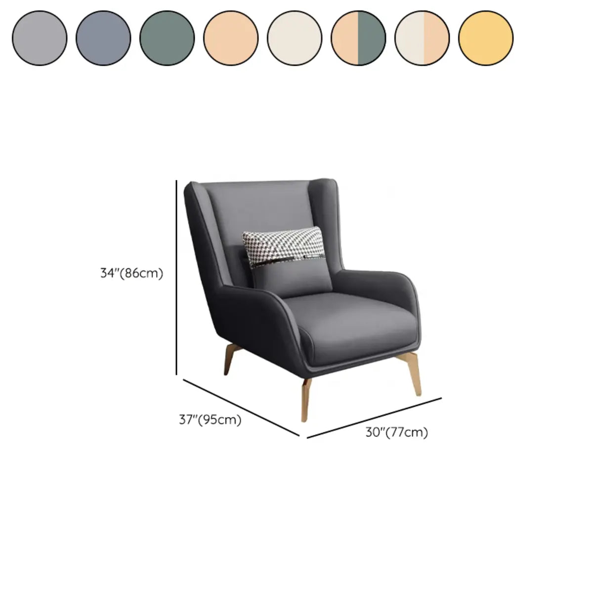 Orange Pillow Back Four Legs Accent Chair with Footrest Image - 39