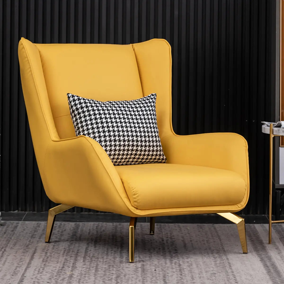 Orange Pillow Back Four Legs Accent Chair with Footrest Image - 4