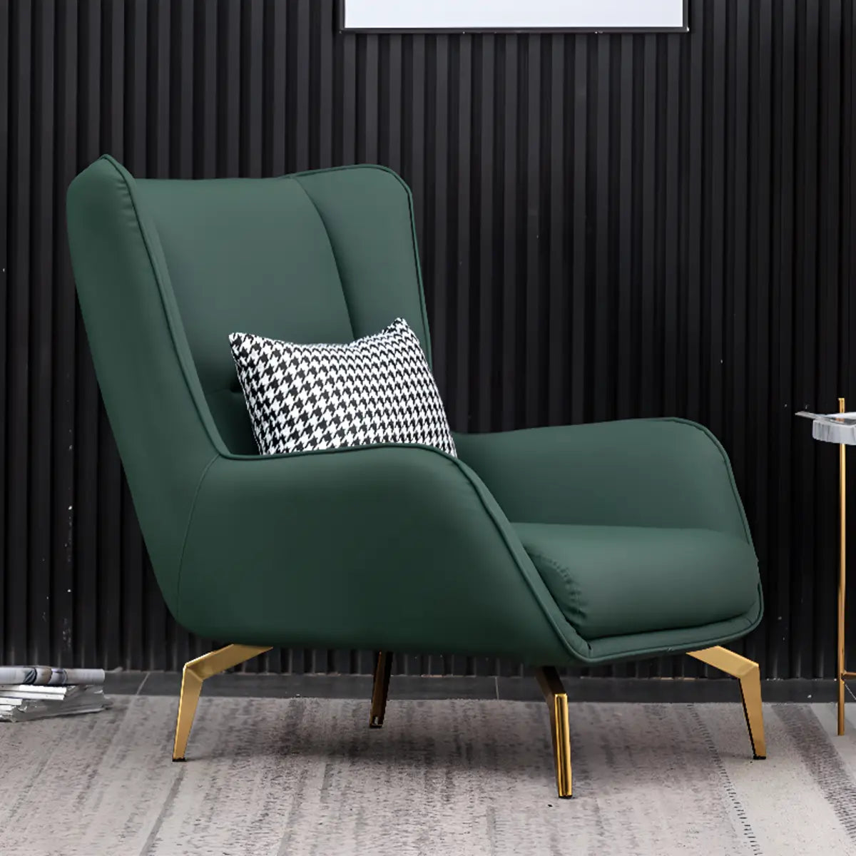 Orange Pillow Back Four Legs Accent Chair with Footrest Image - 8