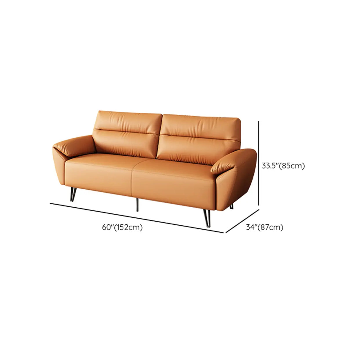 Orange Scratch Resistant Faux Leather Foam Fill Sofa Image - 13