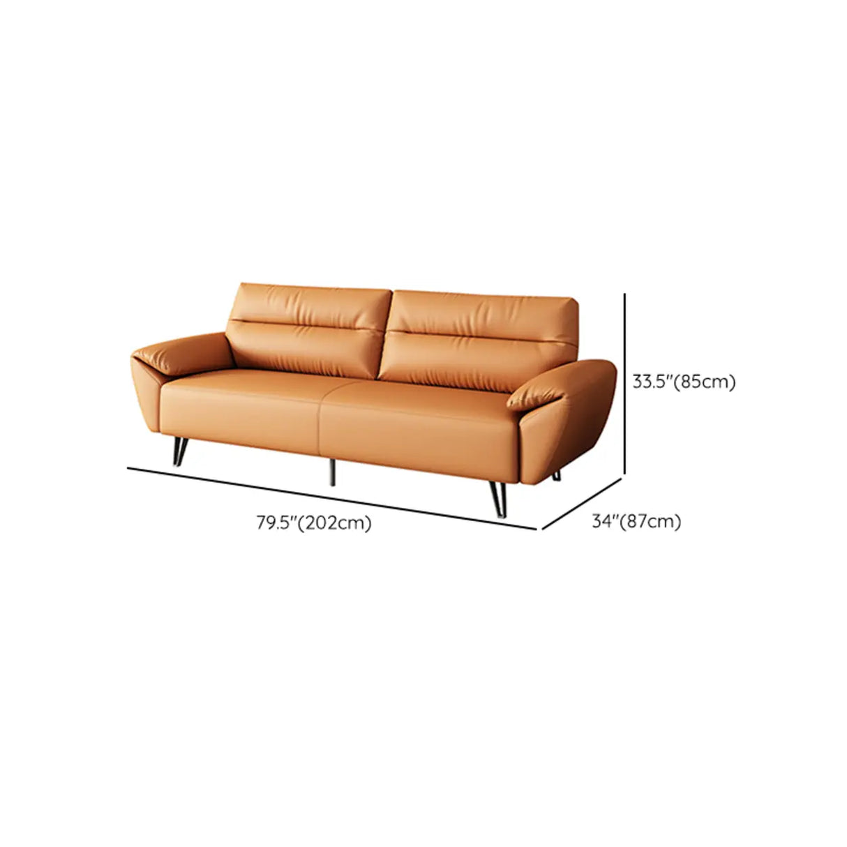 Orange Scratch Resistant Faux Leather Foam Fill Sofa Image - 14