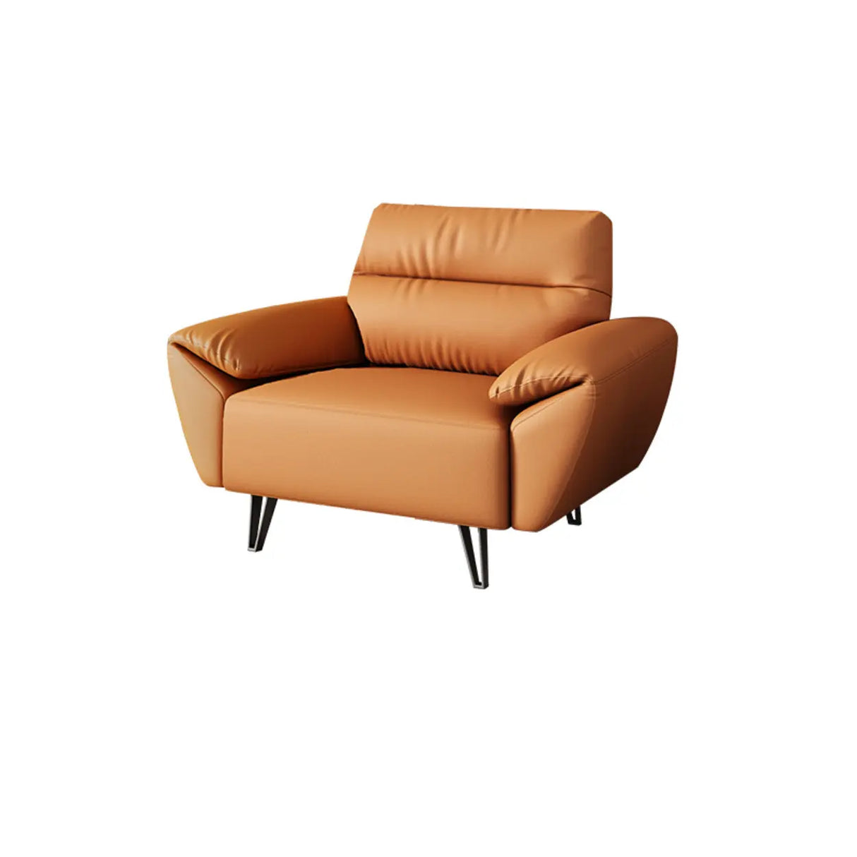 Orange Scratch Resistant Faux Leather Foam Fill Sofa Image - 6