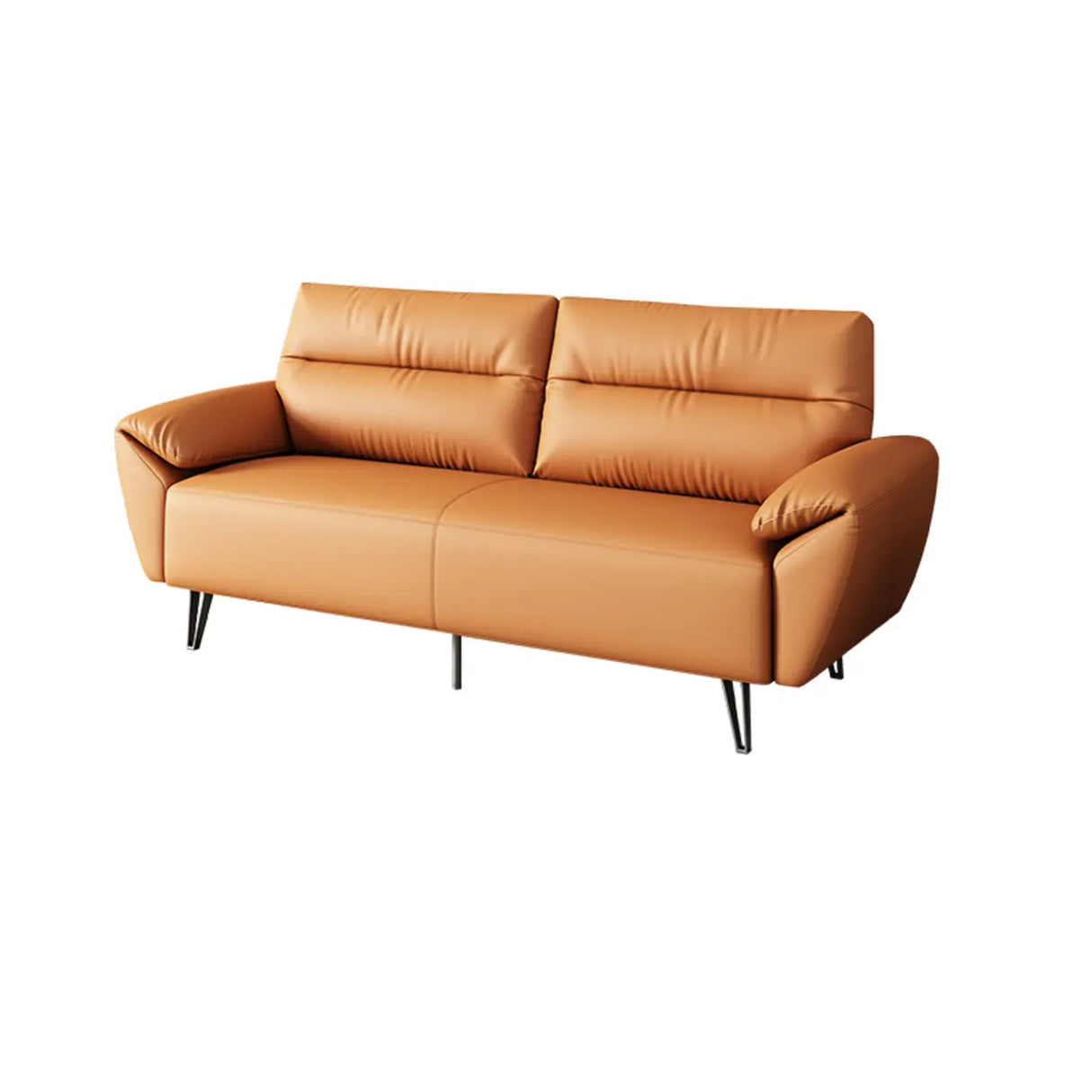 Orange Scratch Resistant Faux Leather Foam Fill Sofa Image - 7