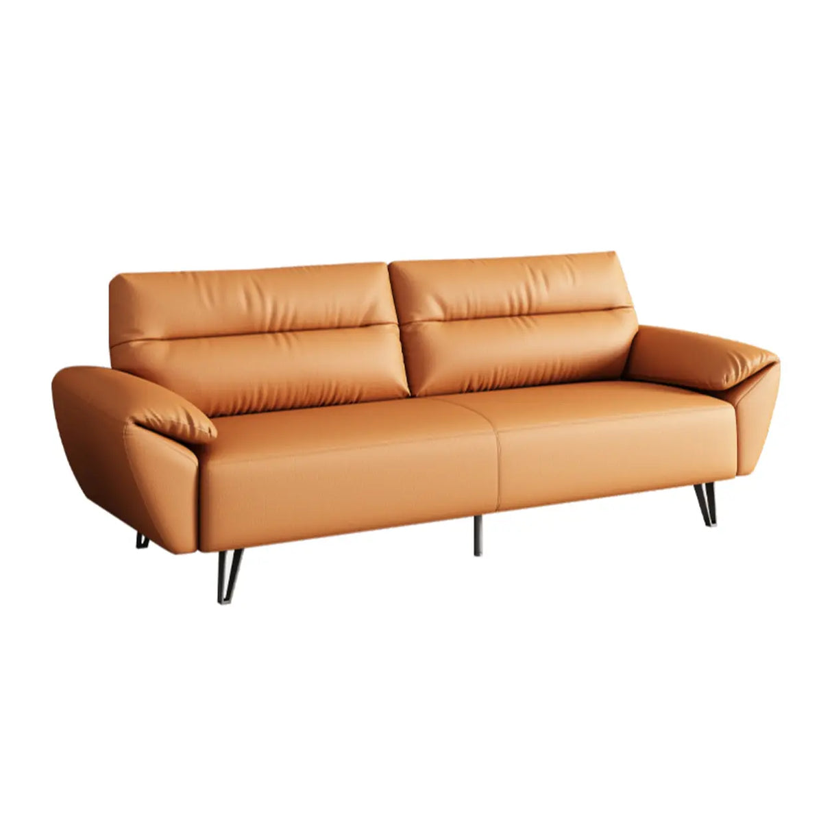 Orange Scratch Resistant Faux Leather Foam Fill Sofa Image - 8
