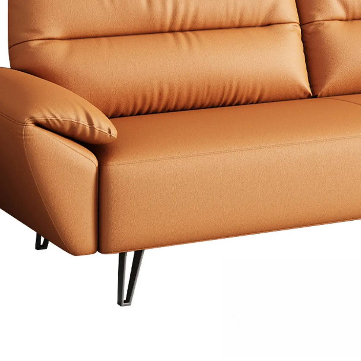 Orange Scratch Resistant Faux Leather Foam Fill Sofa Image - 11