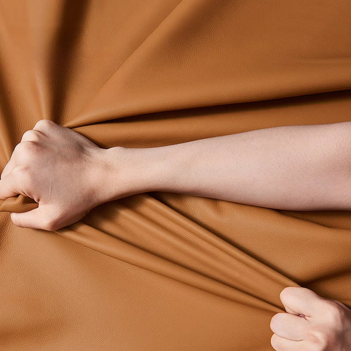 Orange Scratch Resistant Leather Biscuit Back Sofa Image - 4