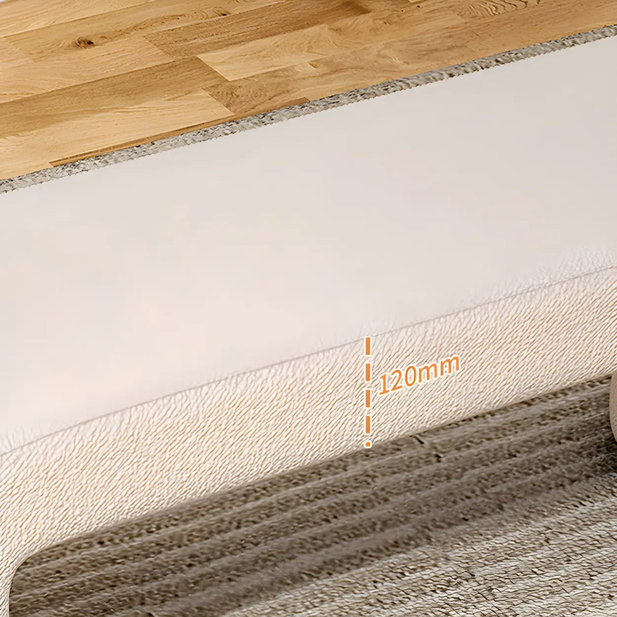 Orange Sherpa Upholstered Short Height Bedroom Bench Image - 8