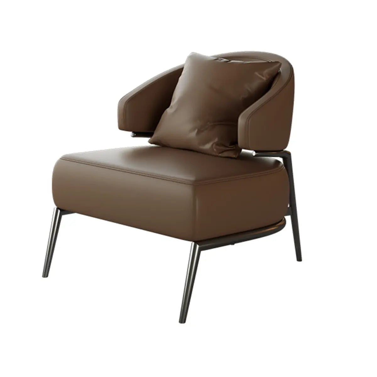 Orange Stain Resistant Nappa Leather 4 Legs Arm Chair Image - 5