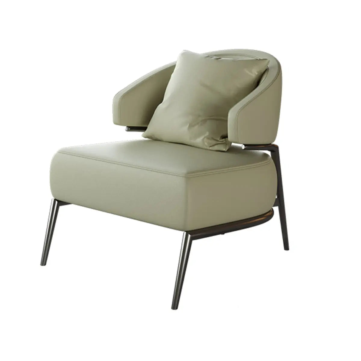 Orange Stain Resistant Nappa Leather 4 Legs Arm Chair Image - 6