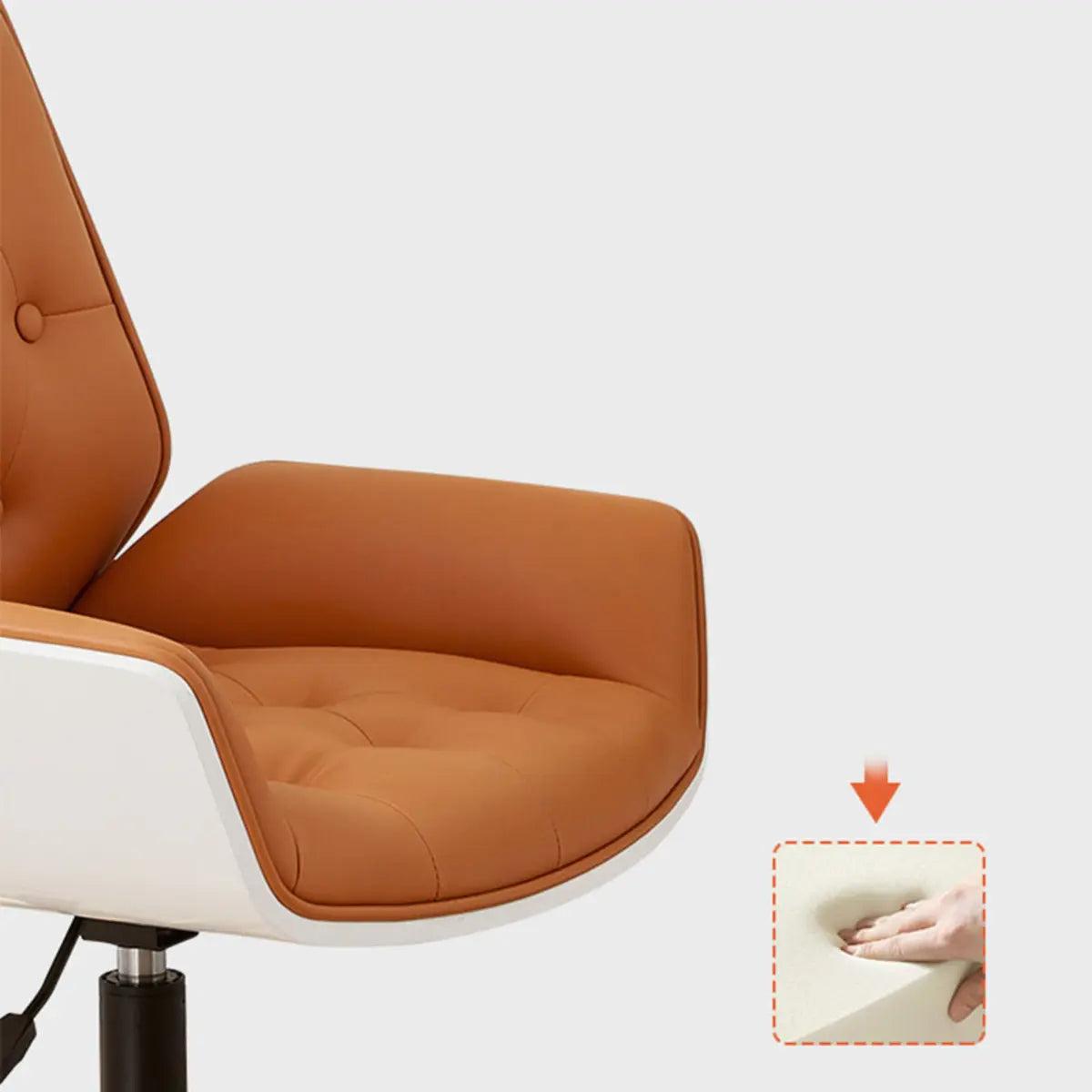 Orange Swivel Leather Adjustable Office Chair with Arms Image - 10