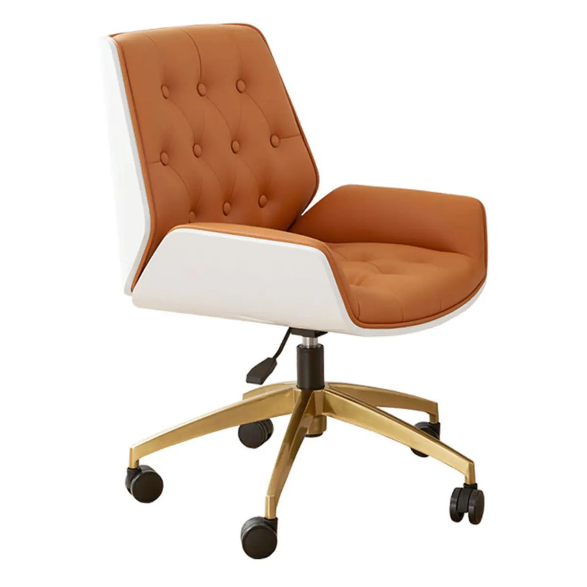 Orange Swivel Leather Adjustable Office Chair with Arms Image - 12