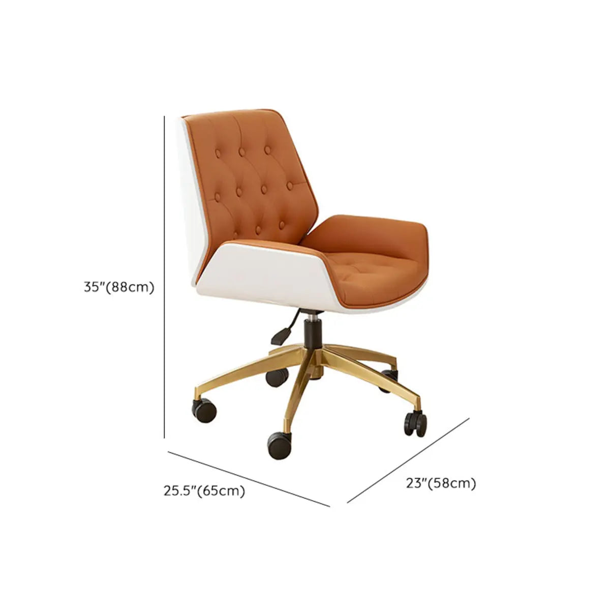 Orange Swivel Leather Adjustable Office Chair with Arms