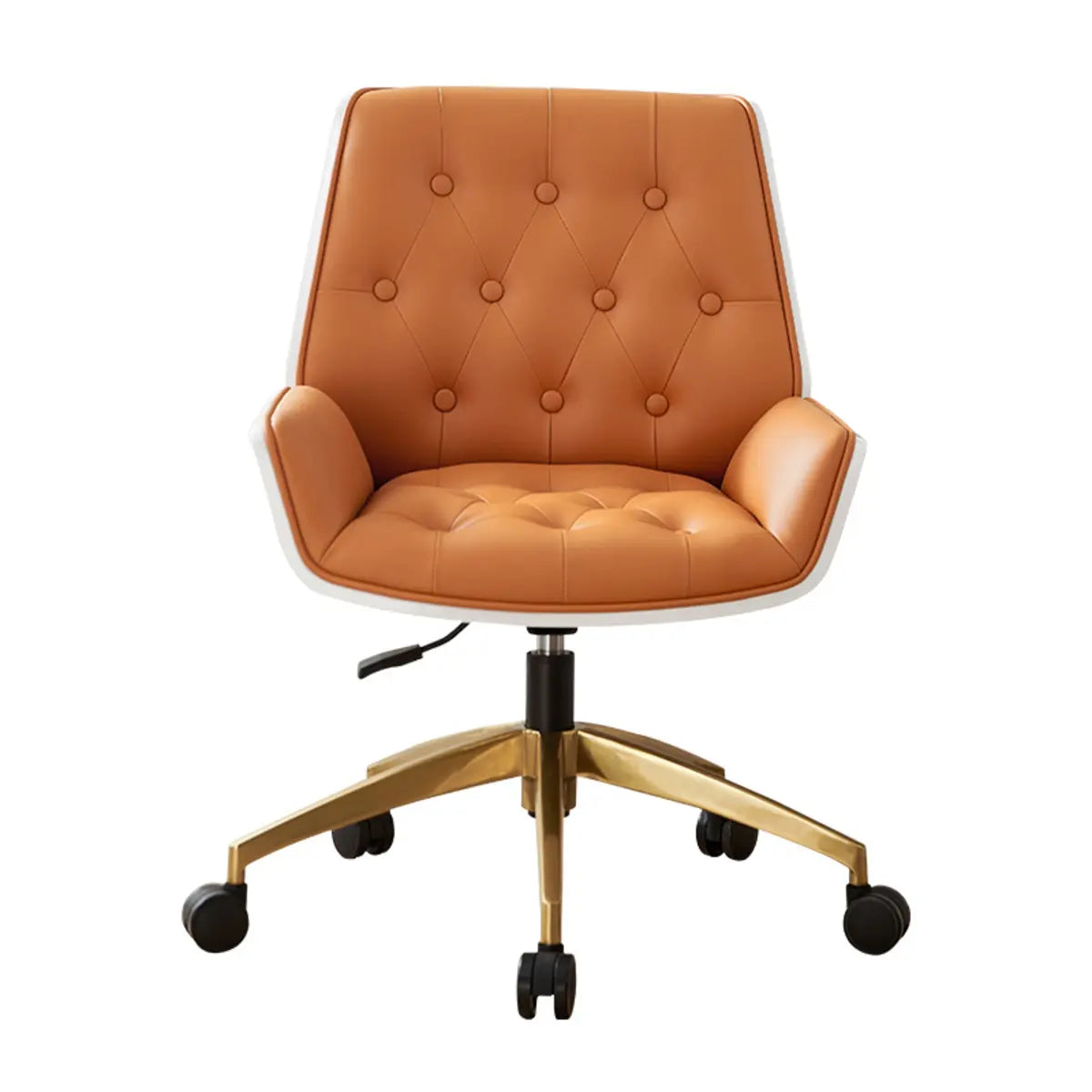 Orange Swivel Leather Adjustable Office Chair with Arms Image - 5