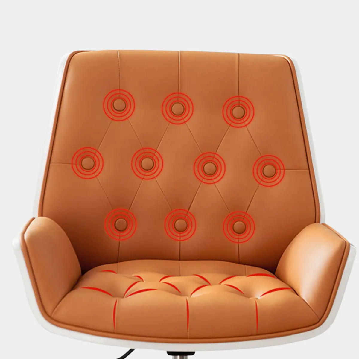 Orange Swivel Leather Adjustable Office Chair with Arms Image - 6
