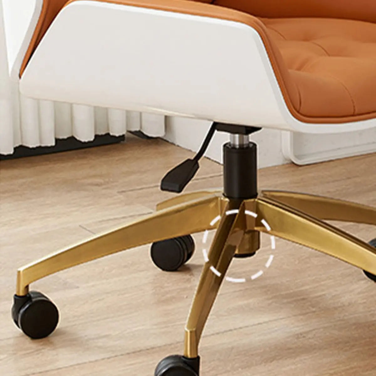 Orange Swivel Leather Adjustable Office Chair with Arms Image - 8