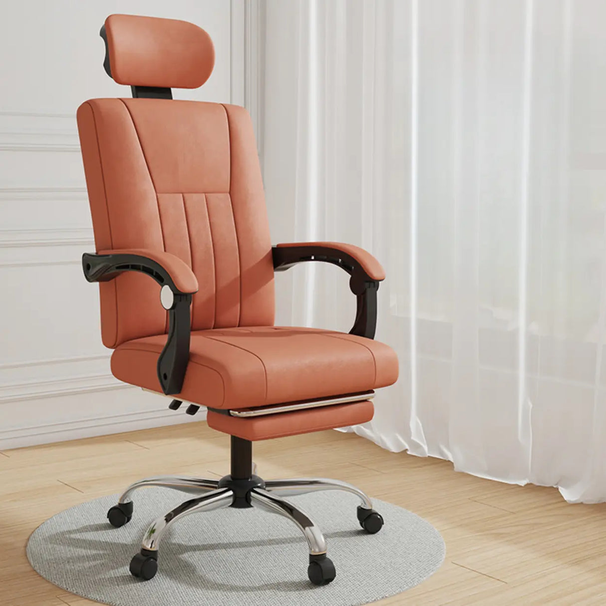 Orange Swivel Recliner Adjustable Ergonomic Office Chair Image - 13
