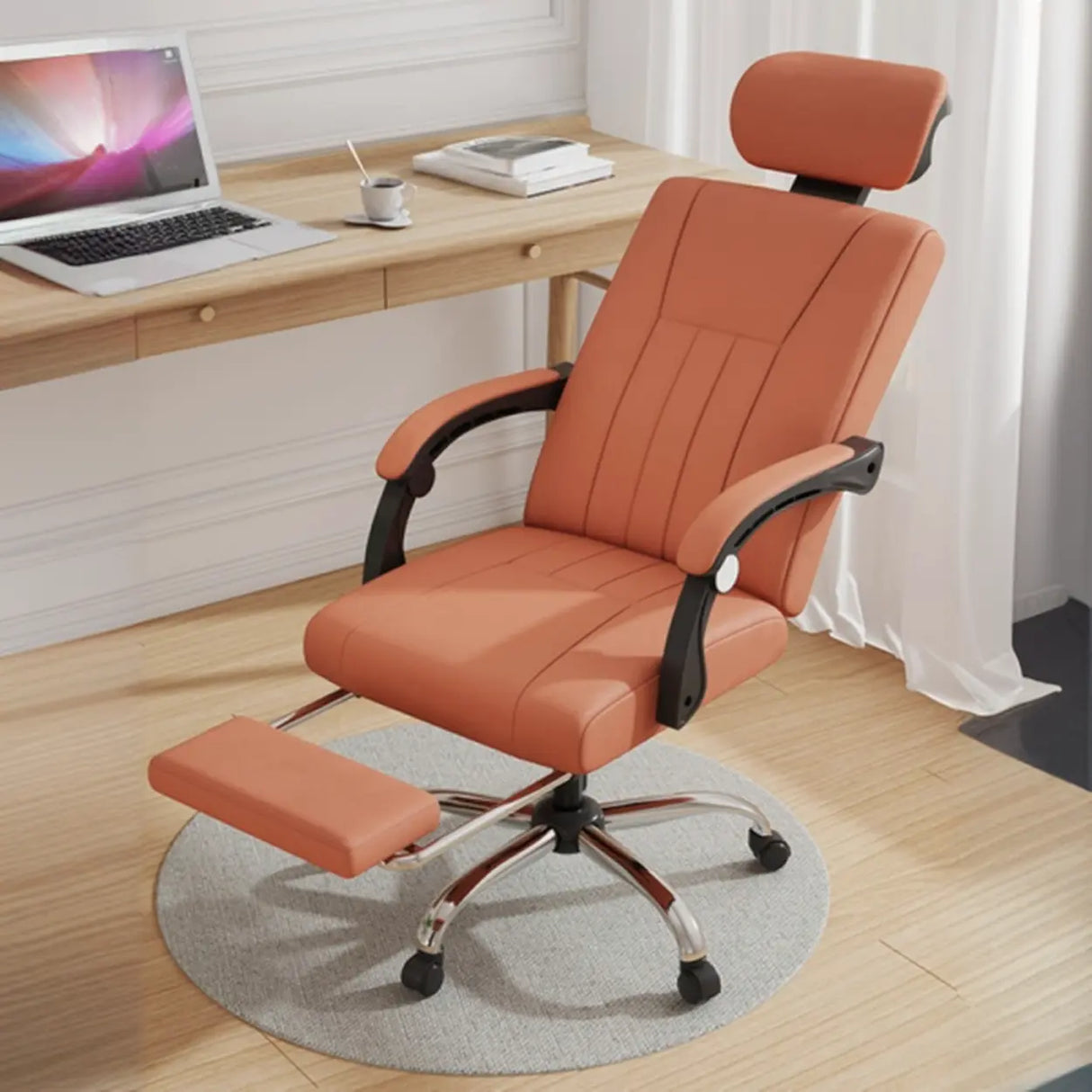 Orange Swivel Recliner Adjustable Ergonomic Office Chair Image - 1