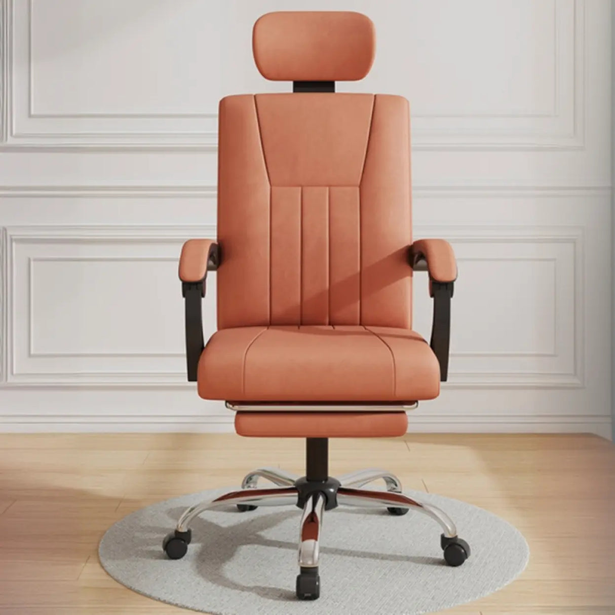 Orange Swivel Recliner Adjustable Ergonomic Office Chair Image - 3