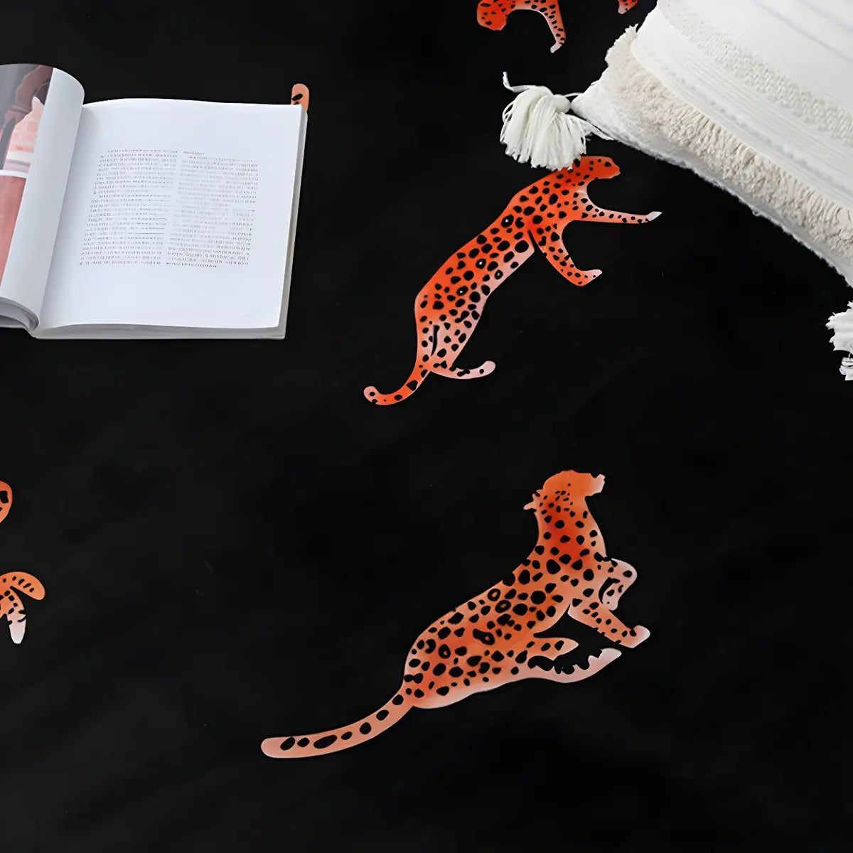 Orange Tiger Printed Rectangular Polyester Area Rug Image - 9