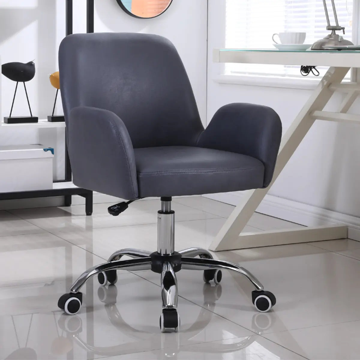 Orange Trendy Adjustable PU Office Chair with Wheels Image - 11
