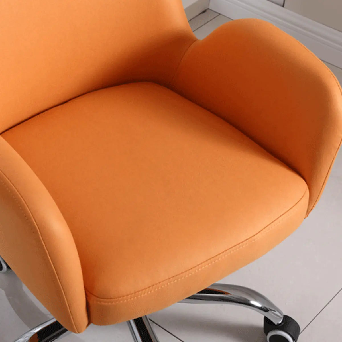 Orange Trendy Adjustable PU Office Chair with Wheels Image - 13