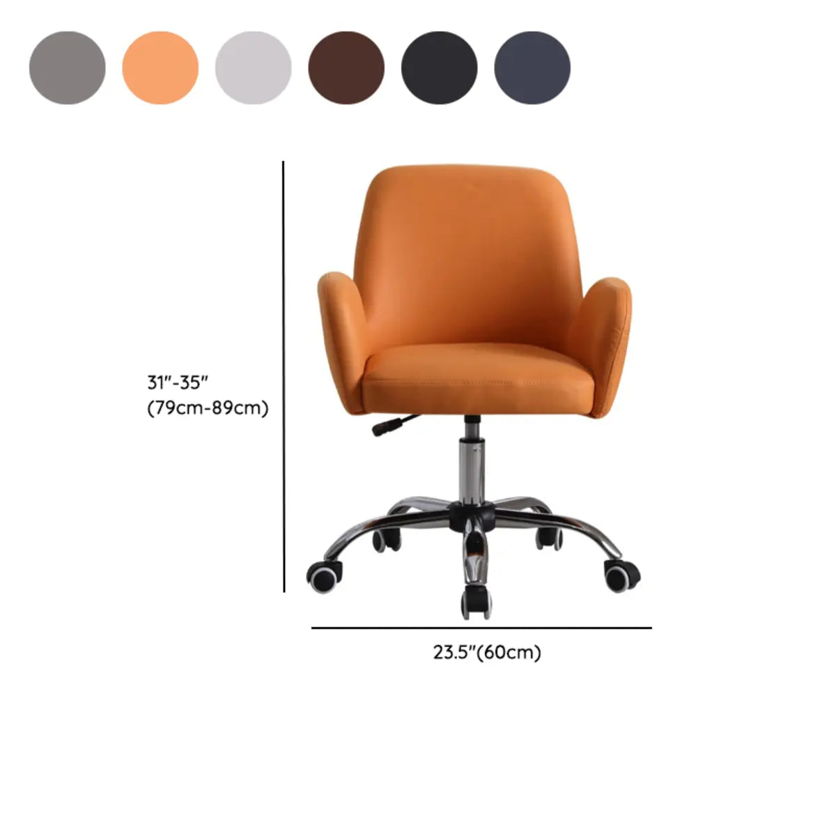 Orange Trendy Adjustable PU Office Chair with Wheels