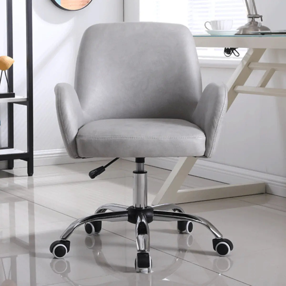 Orange Trendy Adjustable PU Office Chair with Wheels Image - 6