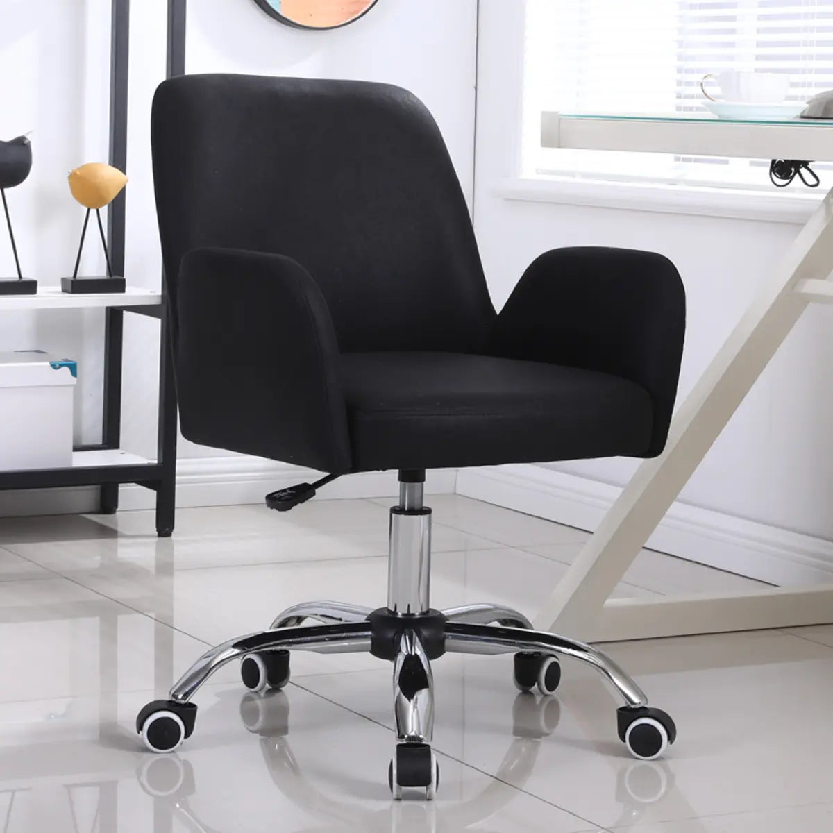 Orange Trendy Adjustable PU Office Chair with Wheels Image - 9