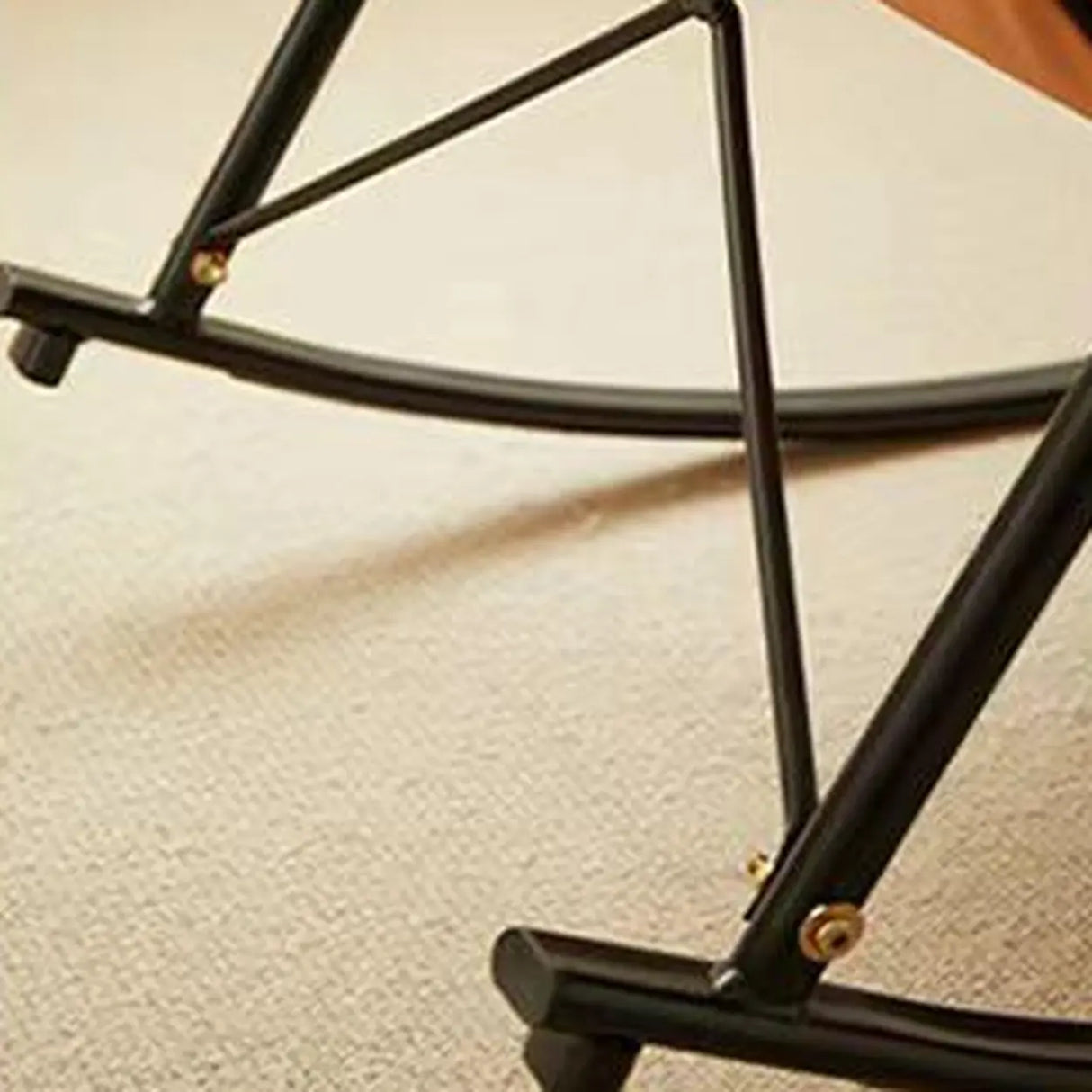 Orange Upholstered Metal Leg Rocking Chair with Pocket Image - 10