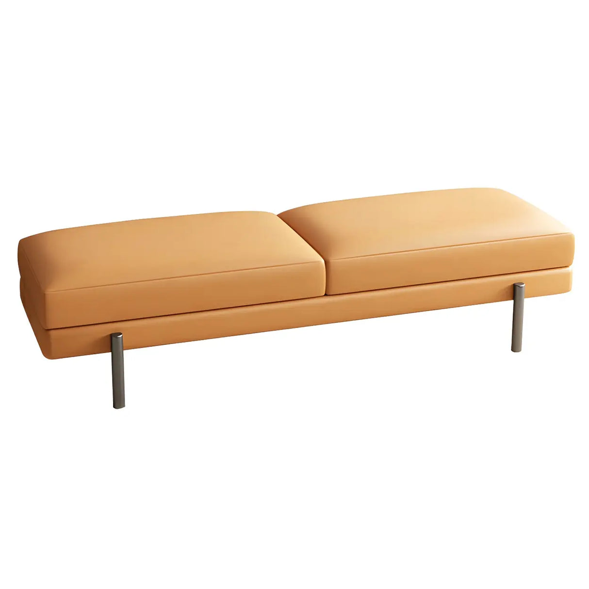 Orange Upholstered Short Bedroom Bench with Legs Image - 10