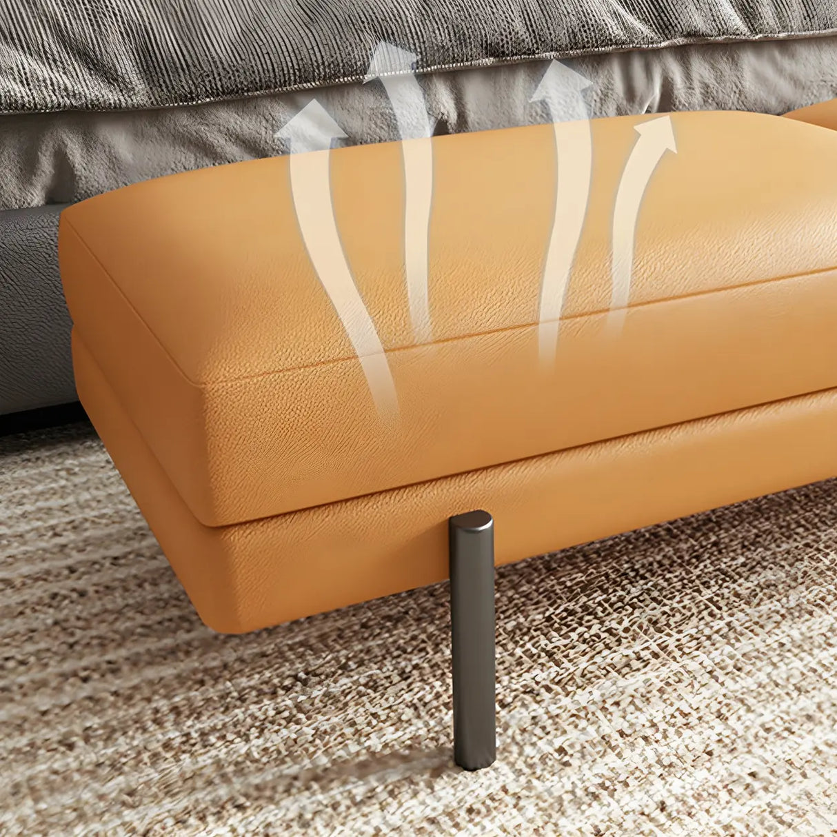 Orange Upholstered Short Bedroom Bench with Legs Image - 16